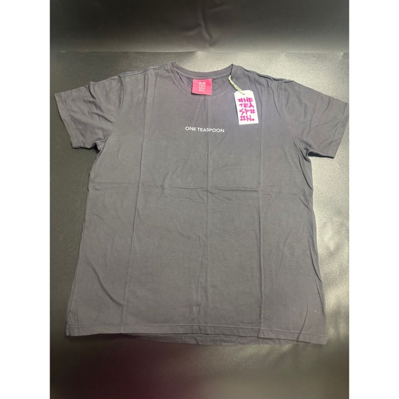 One Teaspoon NEW OT Logo Crew Tee Short Sleeve Top Casual Black Medium - Picture 1 of 5